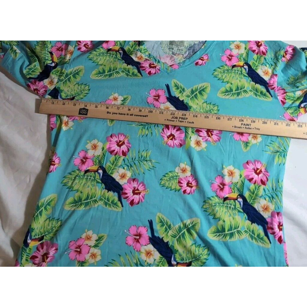 Victoria Secrets Secret Treasures Floral Nightgown Aqua Floral Tucan - Picture 7 of 7
